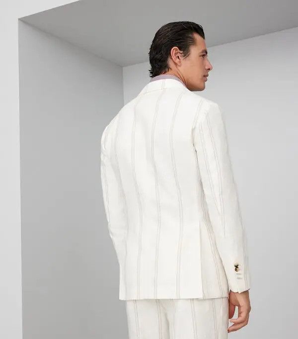 Brunello Cucinelli o1y0526 Single-breasted Blazer in White Size US M / EU 48-50 / 2 - 4 Thumbnail