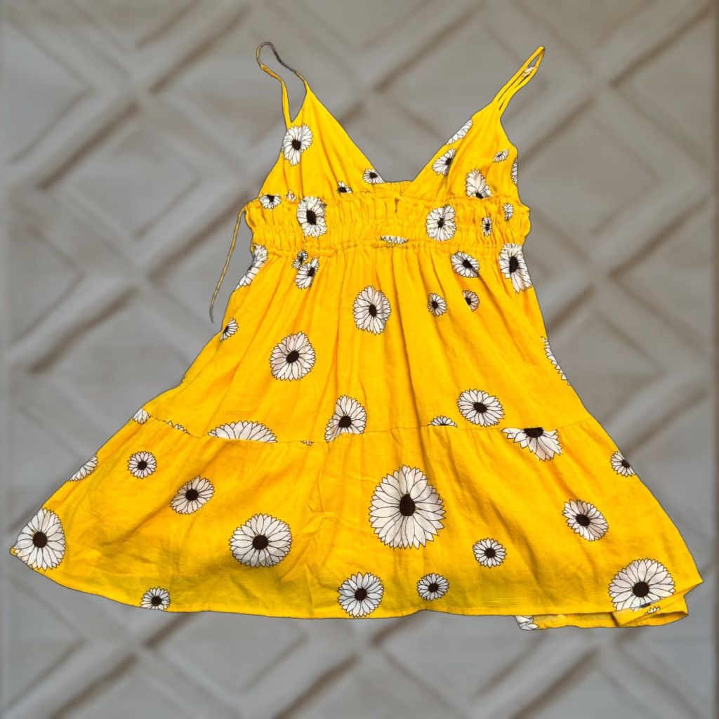 Urban Outfitters Urban Outfitters Fit & Flare A-Line Mini Sun Dress Womens Medium Yellow Floral Size M / US 6-8 / IT 42-44 - 1 Thumbnail