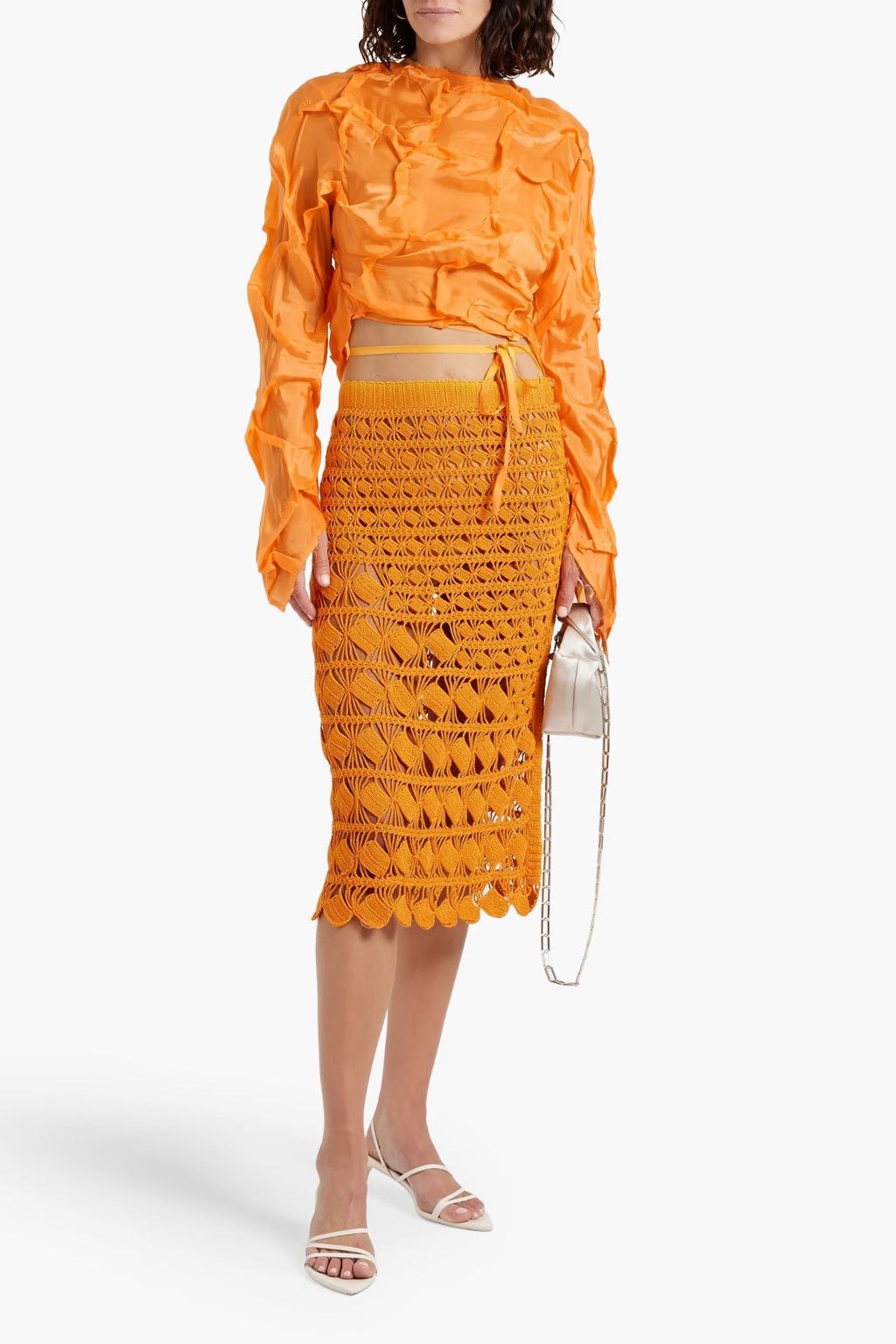 Acne Studios o1y0725 Midi Skirt in Orange Size 27" / US 4 / IT 40 - 2 Thumbnail