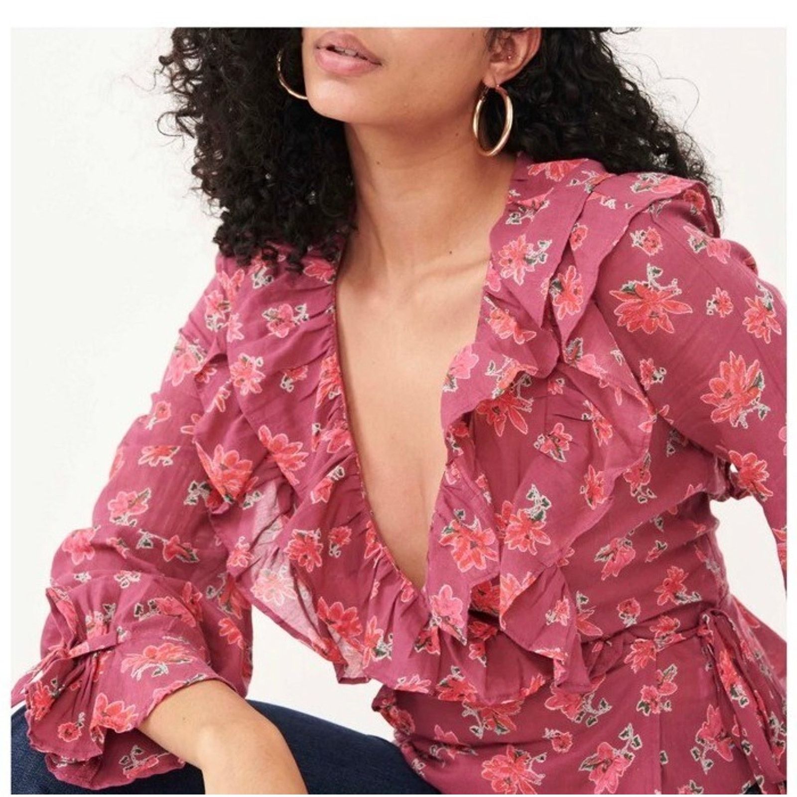 Free People Free People Amanda Women Wrap Top Sultry Comb Size M A002072 Size M / US 6-8 / IT 42-44 - 4 Thumbnail