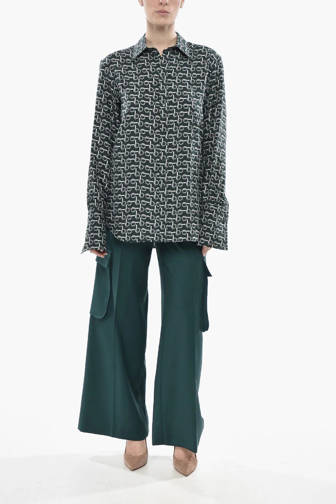 Burberry og1mm0426 Printed Silk Blouse in Green Size XS / US 0-2 / IT 36-38 - 4 Thumbnail