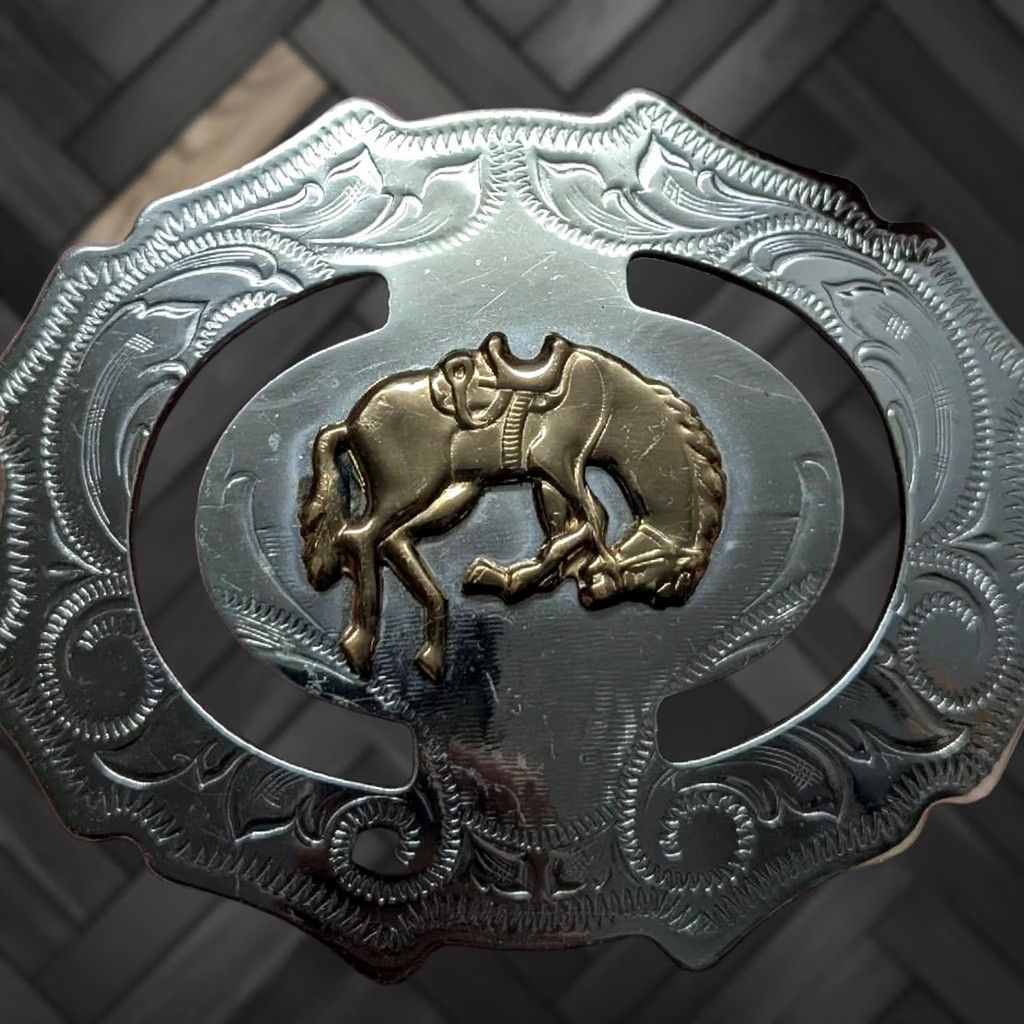 Vintage VINTAGE Miller belt buckle Nickel Silver western Rodeo cowboy horse belt Buckle Mens Nickel Silver Miller Western Size ONE SIZE - 1 Thumbnail