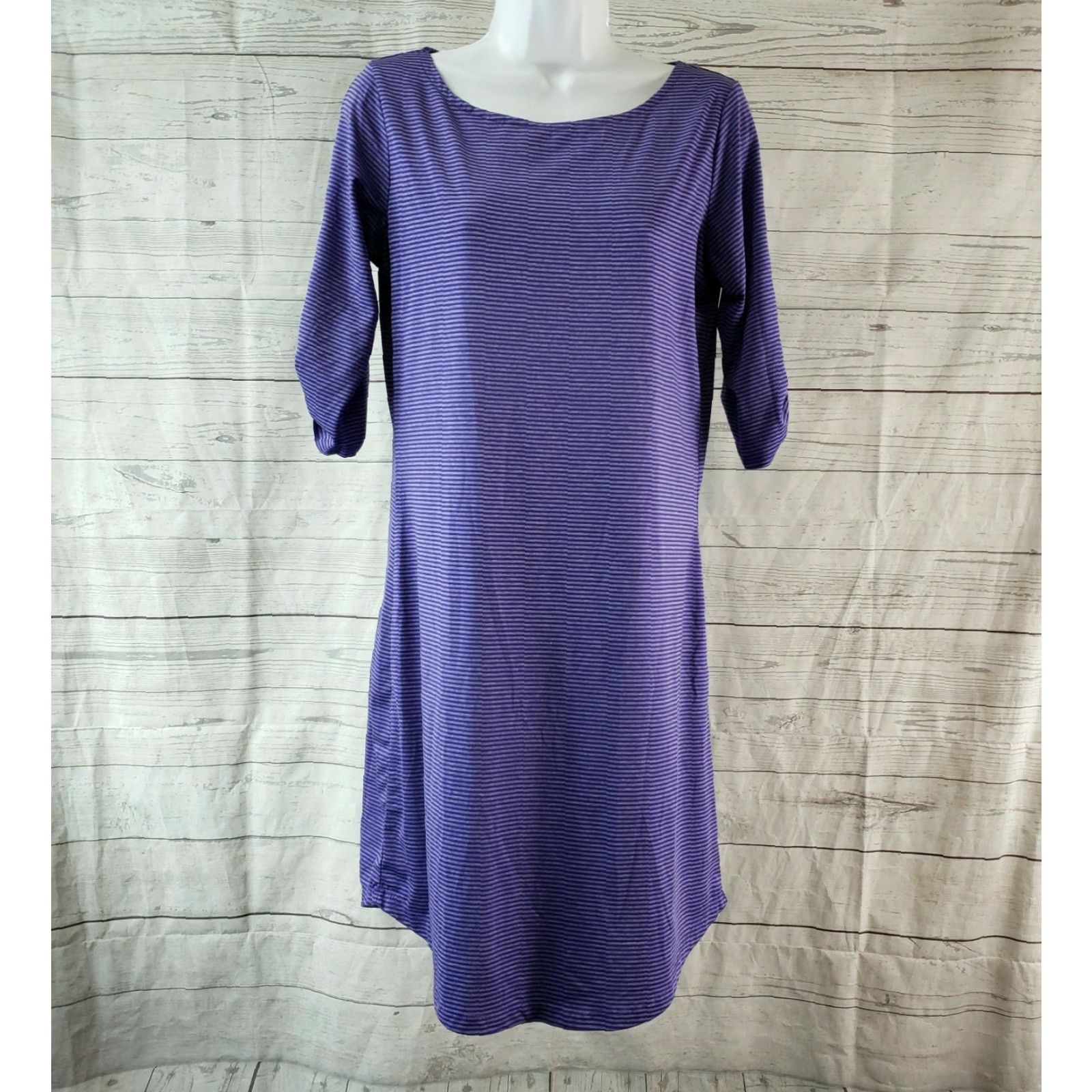 Vintage Soybu Dress Sz Medium Purple Striped Tabbed Half Sleeves Womens Size M / US 6-8 / IT 42-44 - 2 Thumbnail