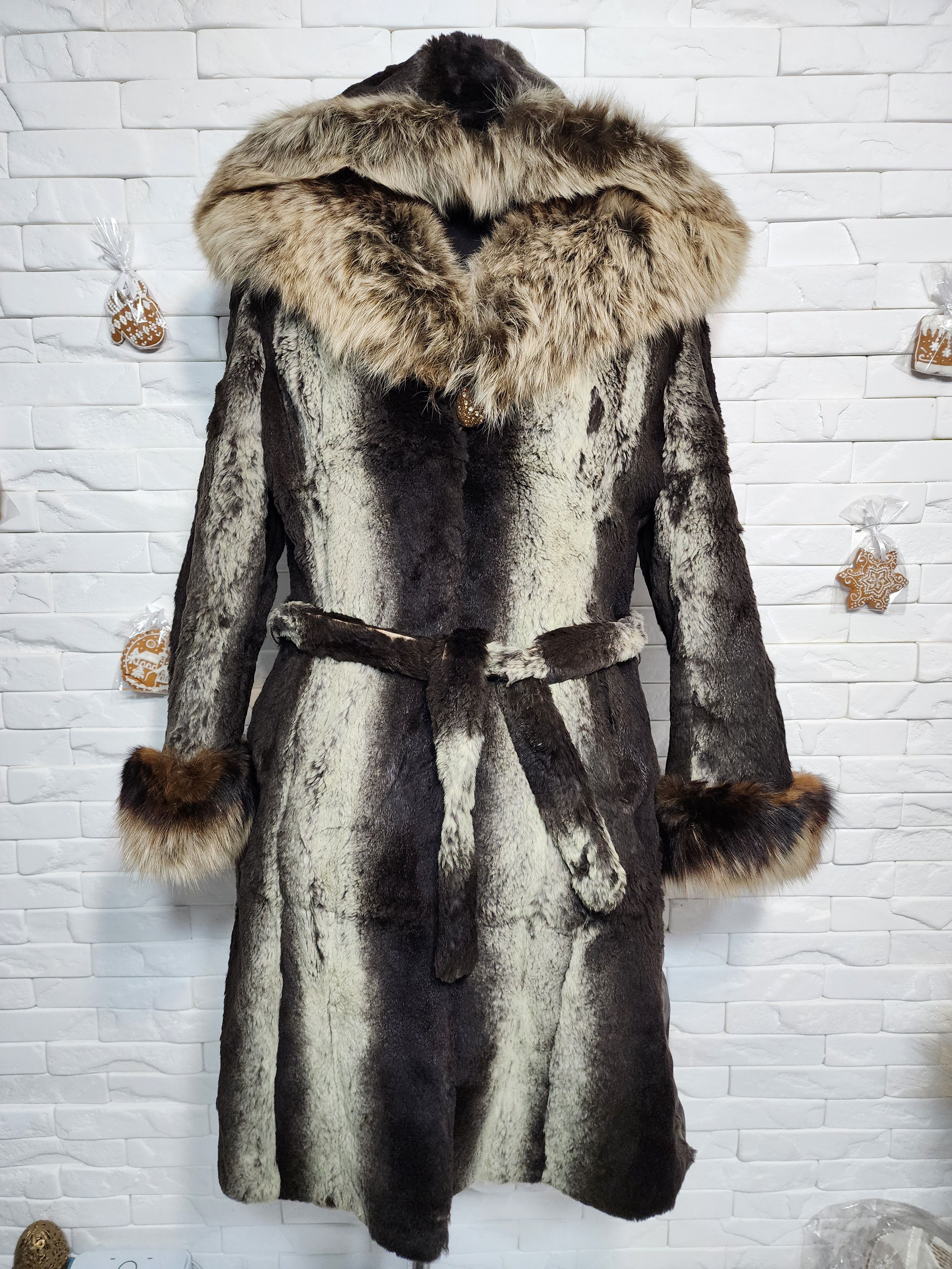 Furla Brown Fur Coat - Women's Vintage Hooded Coat Size M / US 6-8 / IT 42-44 - 1 Thumbnail