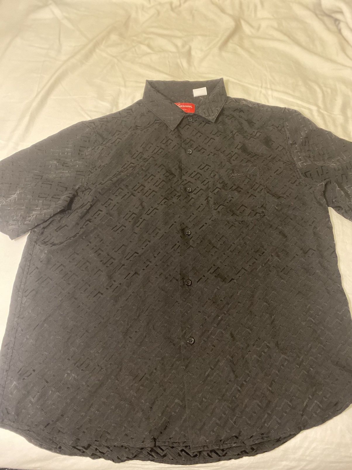 Supreme Supreme Tonal Monogram Silk S/S Shirt Size US M / EU 48-50 / 2 - 6 Thumbnail