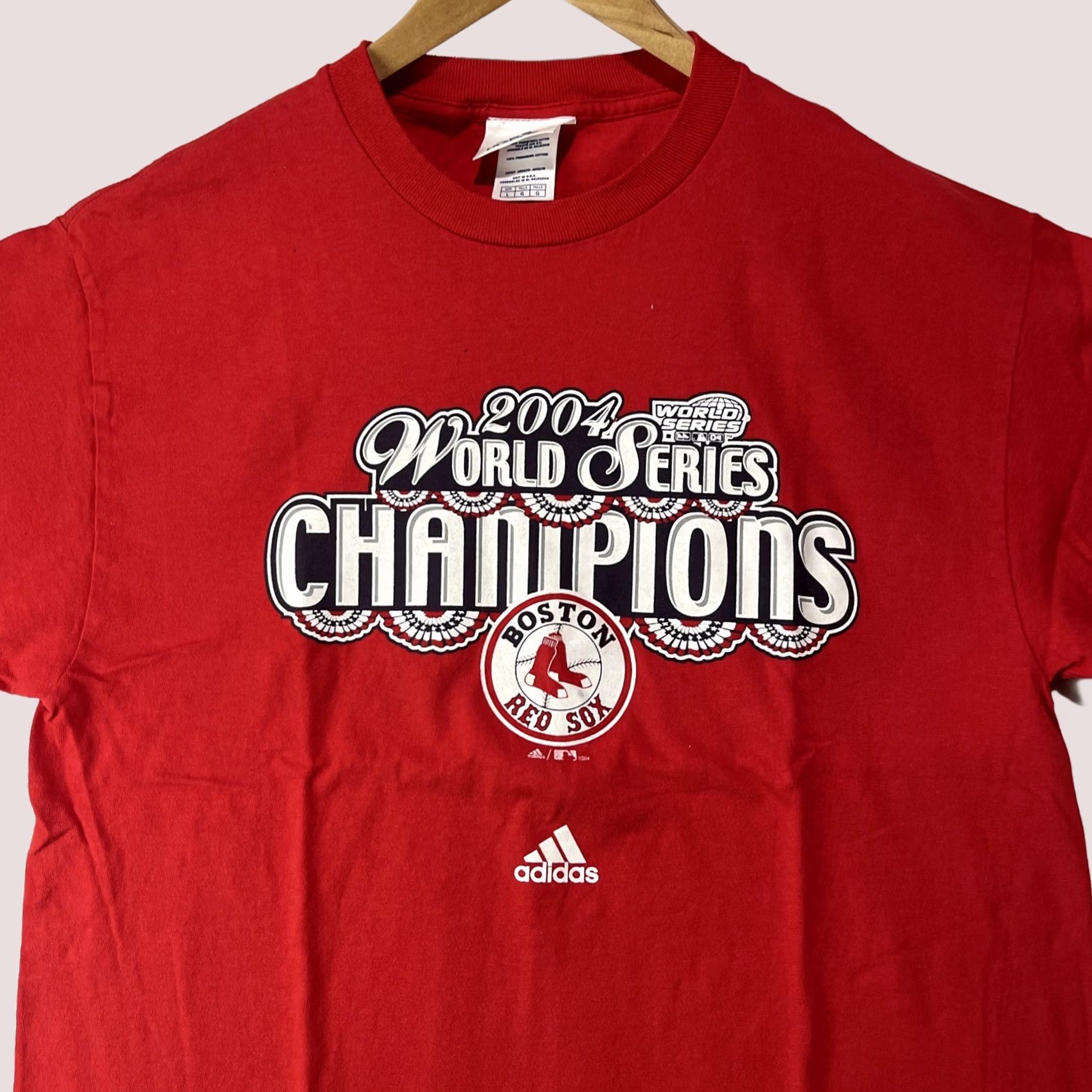 Adidas Adidas Boston Red Sox 2004 MLB World Series Champions T-Shirt Adult Large Red Shirt Men Logo Graphic Print Baseball-MLB World Series 2004 Size US L / EU 52-54 / 3 - 1 Thumbnail
