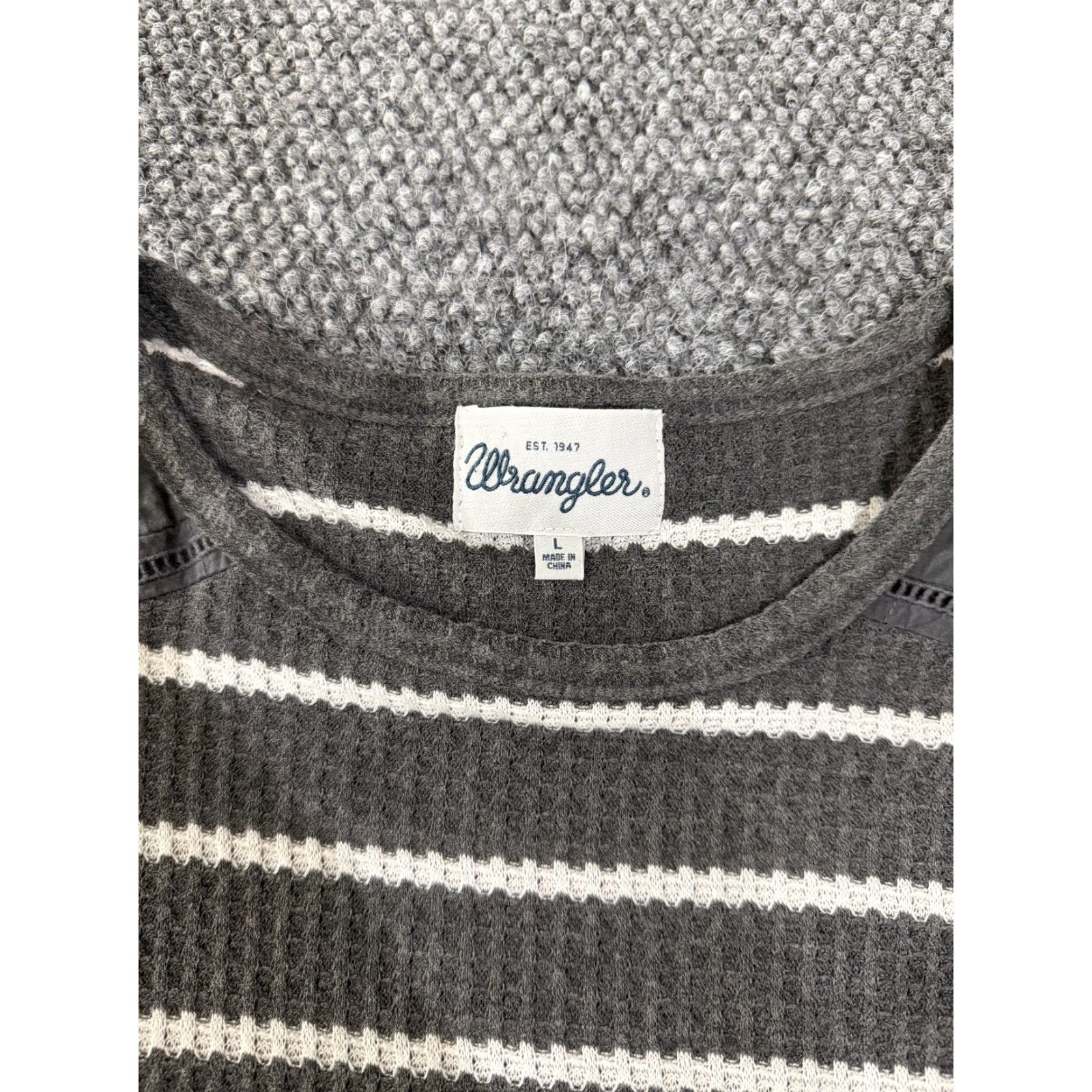 Wrangler Wrangler Sweater Cardigan Womens Large Gray White Striped Ribbed Knit Pullover Long Sleeve Round Neck Casual Winter Fall Regular Size L Size L / US 10 / IT 46 - 3 Thumbnail