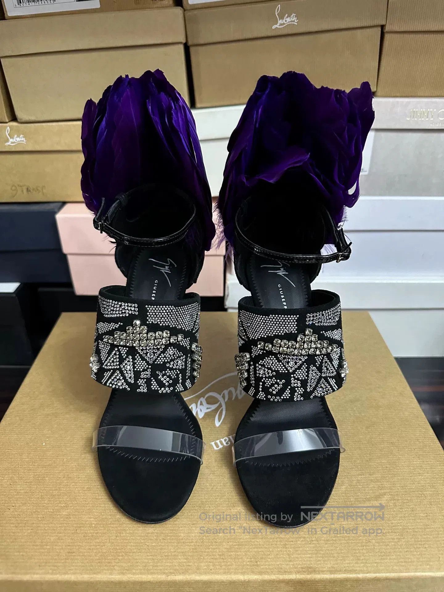 Giuseppe Zanotti Giuseppe Zanotti Purple Feather Rhinestone Heels. Size US 7 / IT 37 - 1 Thumbnail