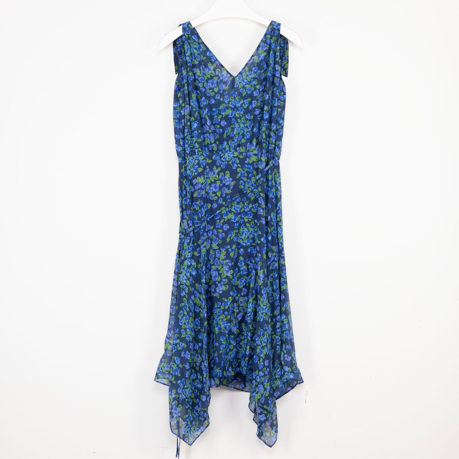 The Kooples The Kooples Women Floral Print Silk Wrap Dress Blue Size 3/M Size M / US 6-8 / IT 42-44 - 4 Thumbnail