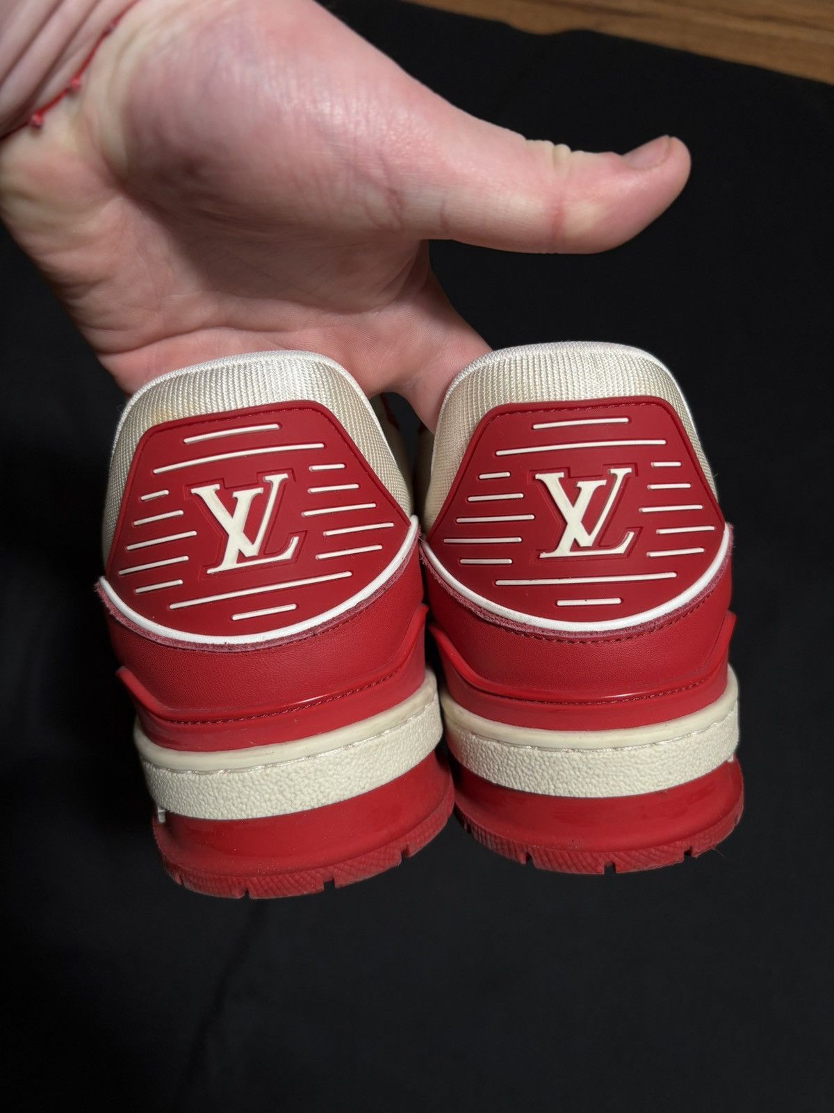 Louis Vuitton Louis Vuitton Red White Monogram Trainers - Size 7.5LV Size US 9 / EU 42 - 5 Thumbnail