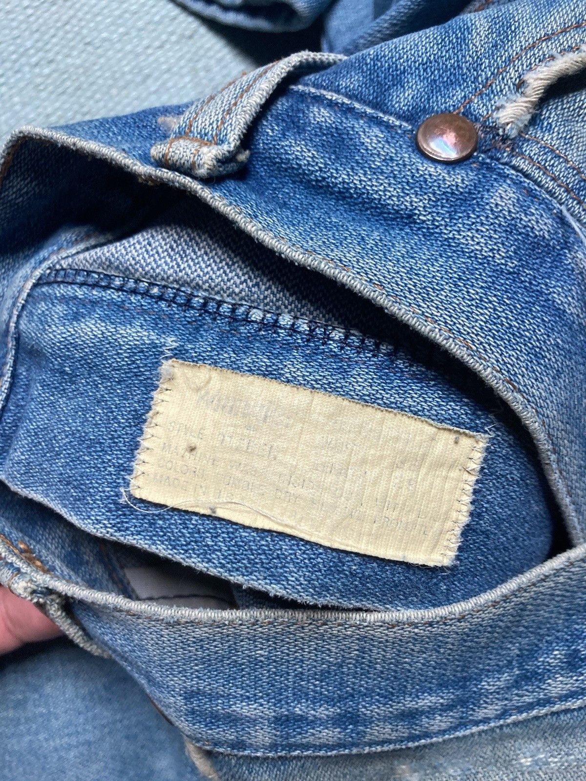 Vintage × Wrangler 70s wrangler jeans faded denim straight leg talon farm 34x28 Size US 34 / EU 50 - 6 Thumbnail