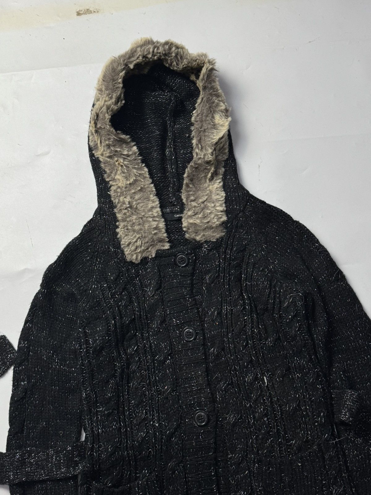 If Six Was Nine × Japanese Brand × Le Grande Bleu (L.G.B.) Japanese Fur Hoodie Cable Knit George Ifsix Lgb Style Size US S / EU 44-46 / 1 - 4 Thumbnail