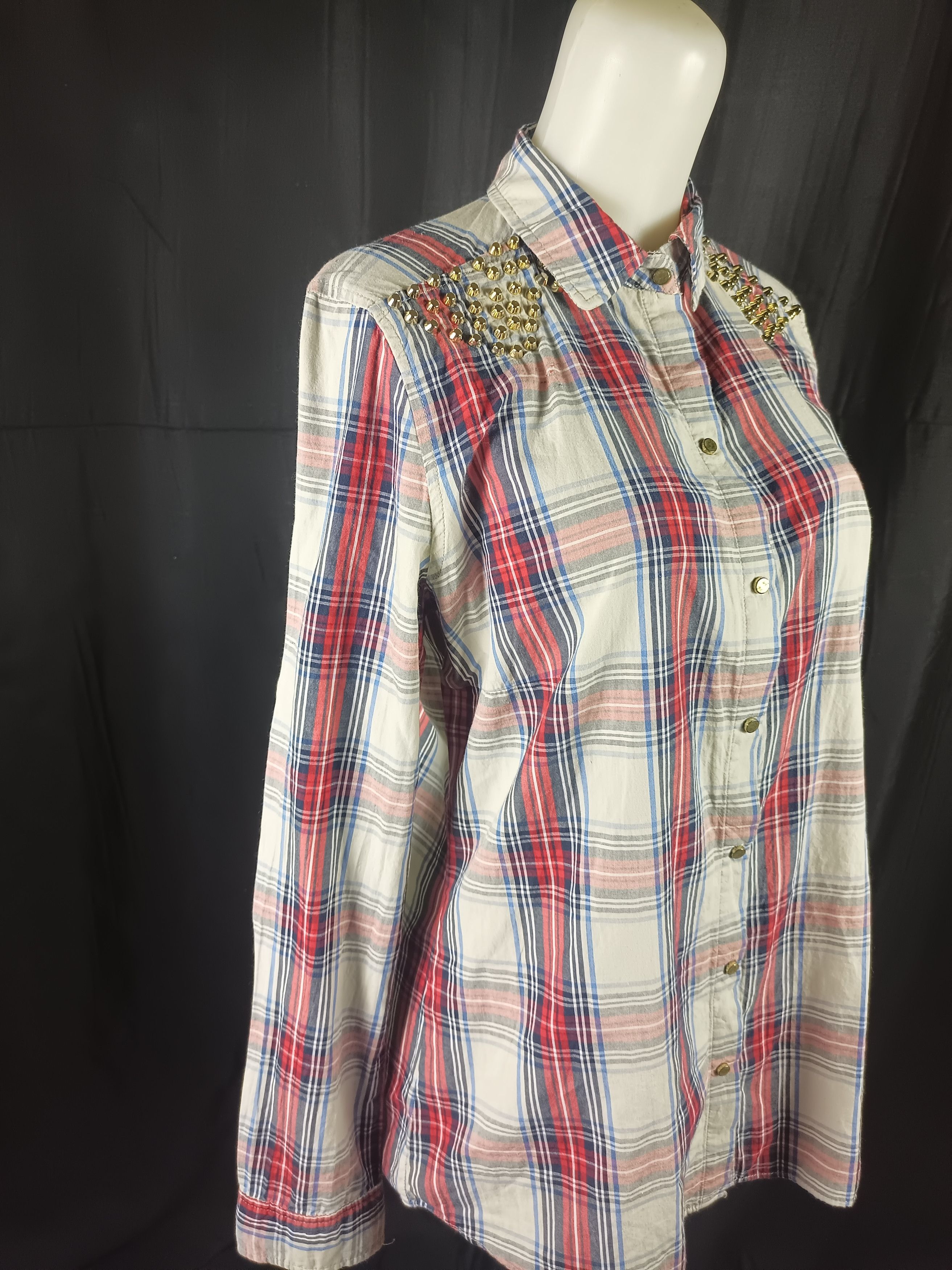 Designer × Japanese Brand × Zara ZARA TRAFALUC MMXII Collection Women Plaid Stud Shirt Size M / US 6-8 / IT 42-44 - 2 Thumbnail