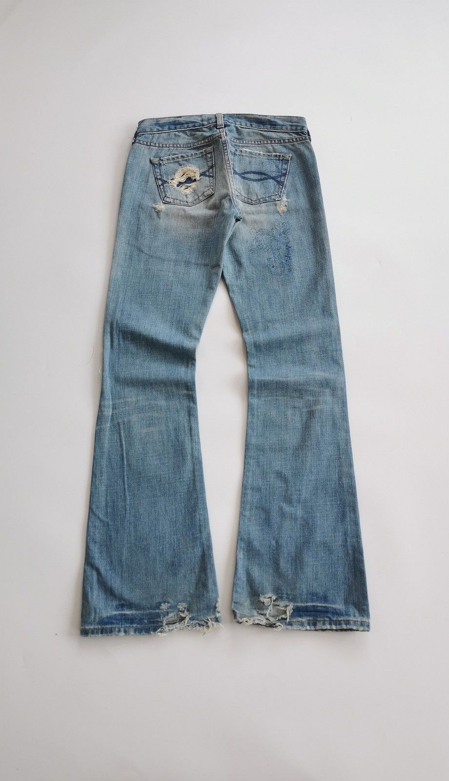 Vintage Vintage Bootcut Abercrombie Flowers Print Distressed Jeans Size 28" / US 6 / IT 42 - 4 Thumbnail