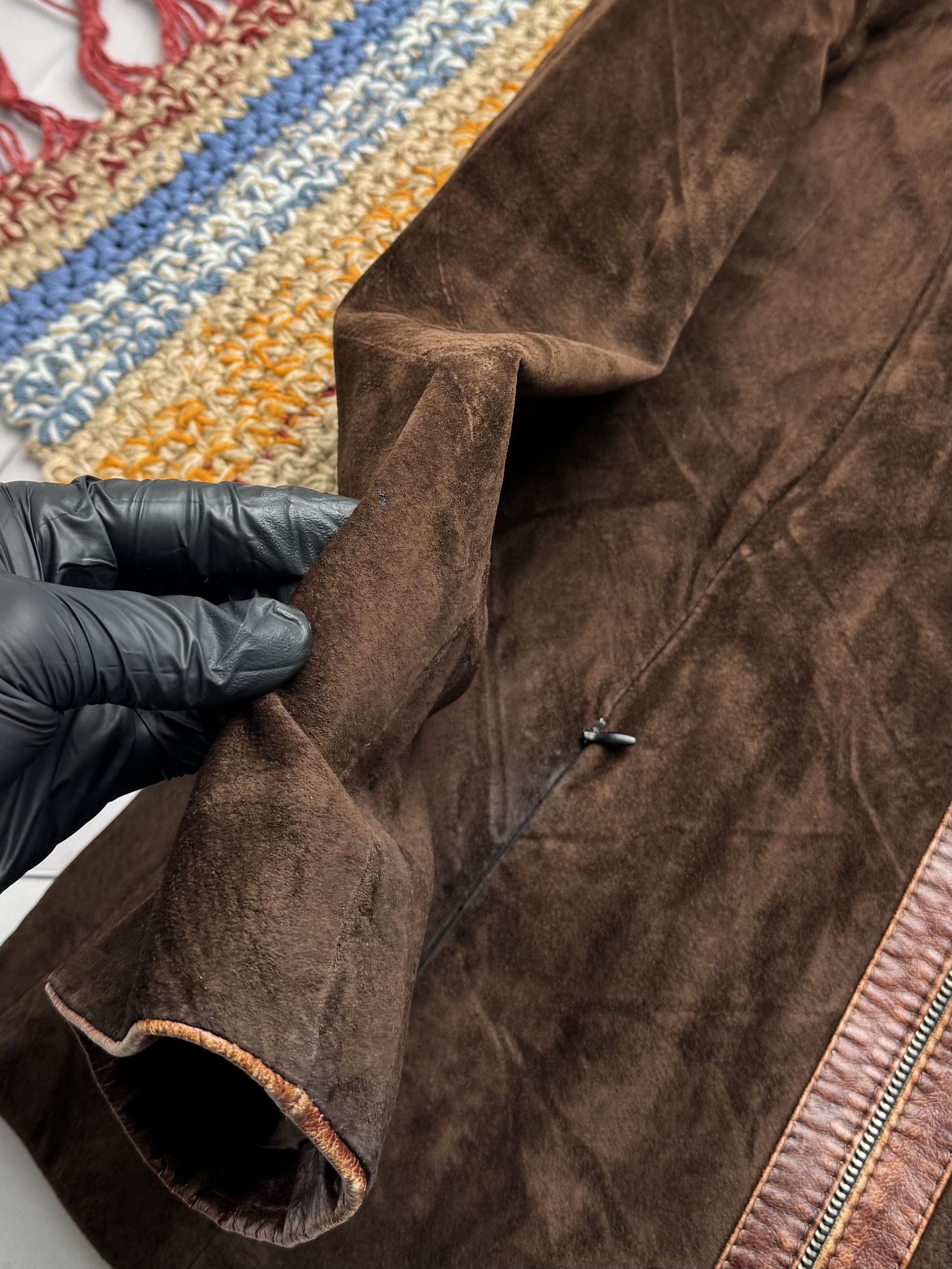 Vintage Vintage Brown Suede Leather Jacket Vintage Zip Up (E4) Size L / US 10 / IT 46 - 5 Thumbnail