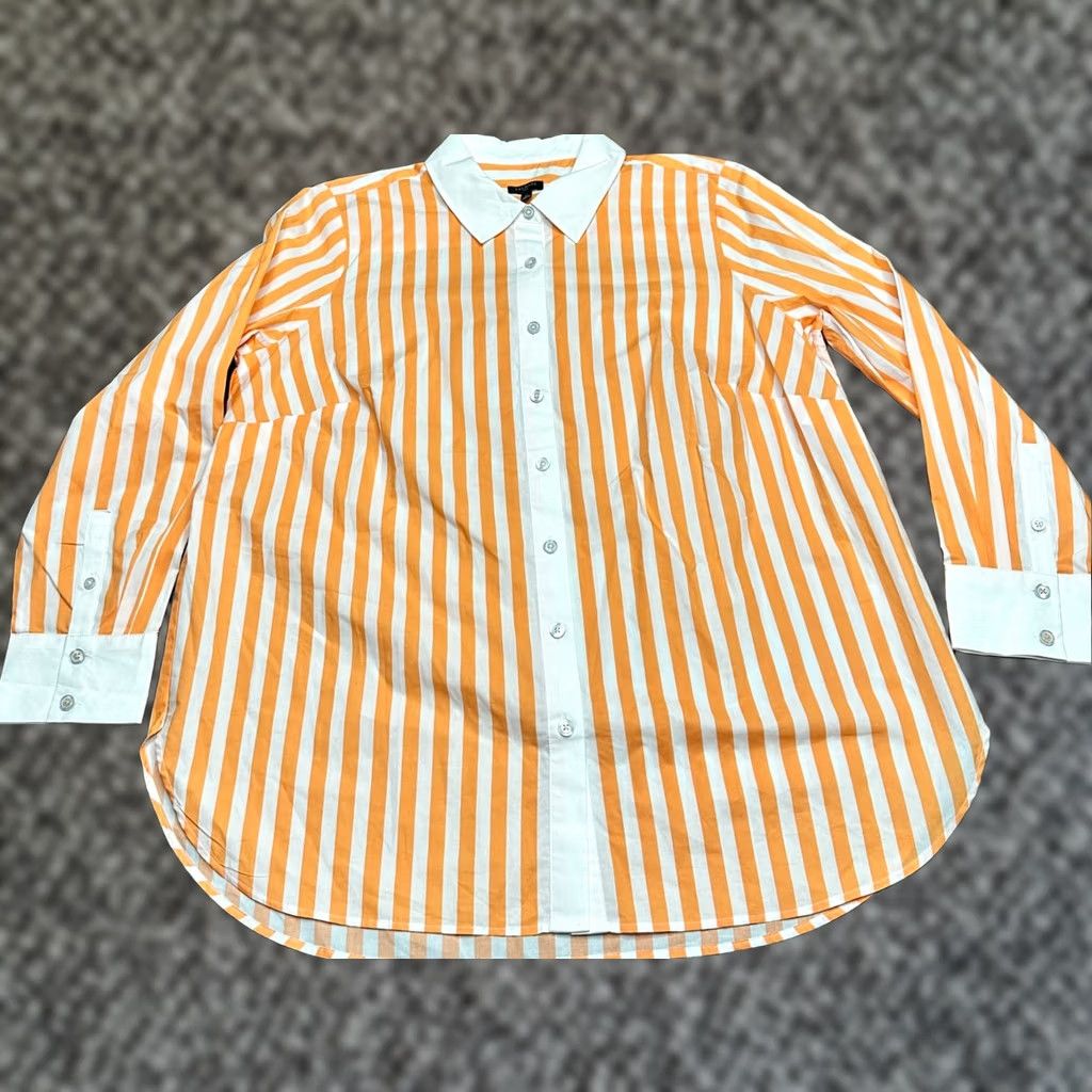 Talbots TALBOTS PLUS WOMENS 1X BUTTON UP LS SHIRT ORANGE STRIPE CLASSIC Size XL / US 12-14 / IT 48-50 - 1 Thumbnail