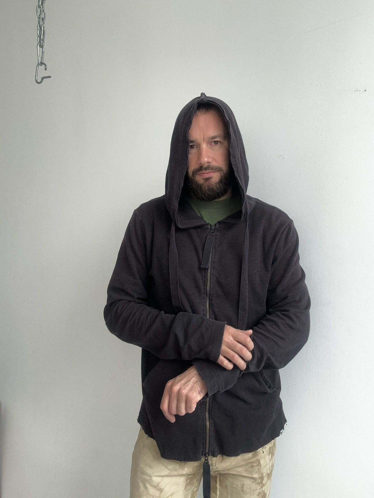 Thom/Krom Zip Hoodie Distressed Rick Owens Style Avantgarde