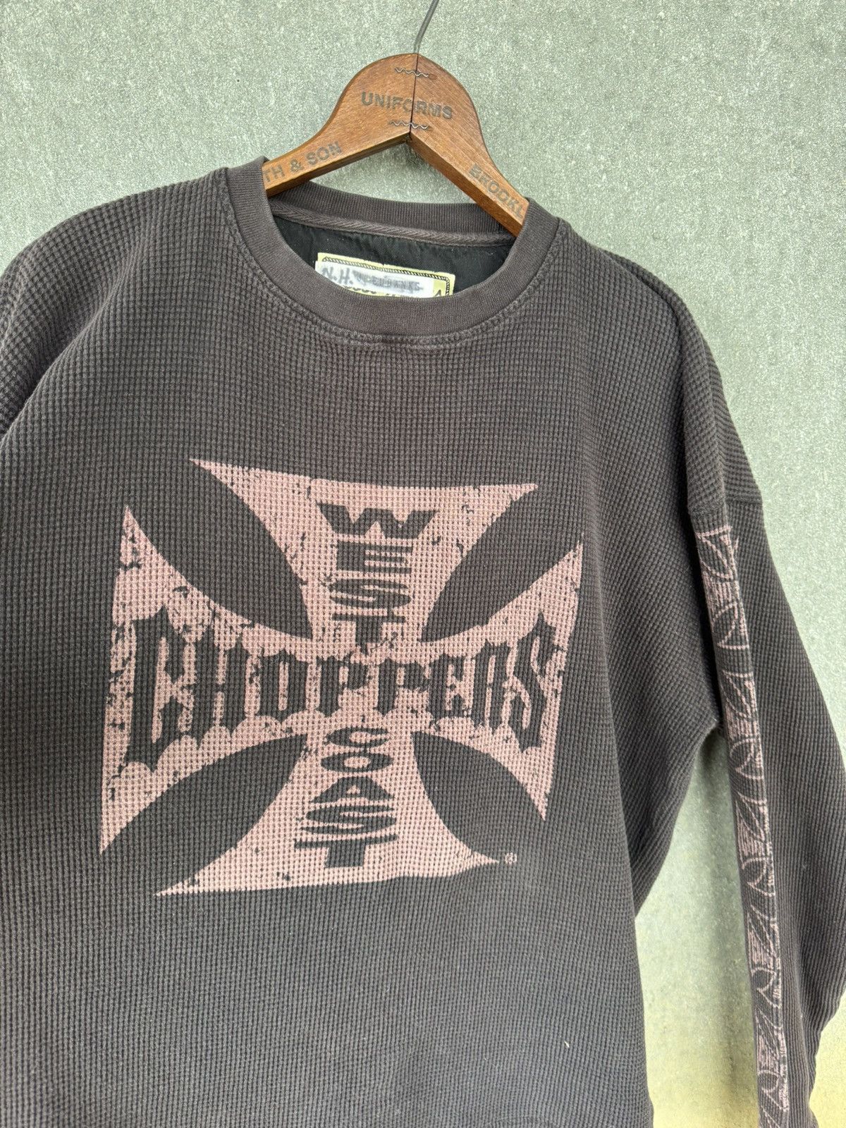 Vintage West Coast Choppers Faded Thermal Pink Cross Longsleeve Size US L / EU 52-54 / 3 - 8 Thumbnail