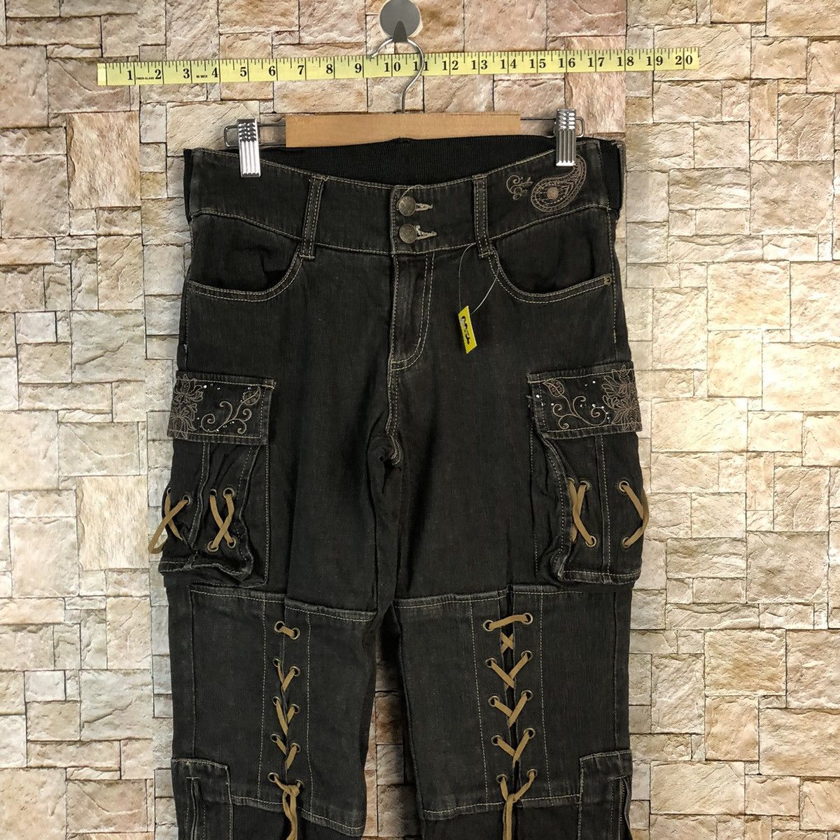 Japanese Brand Maliani Black Cropped seditionaries punk cargo Pants #A956 Size US 29 - 2 Thumbnail