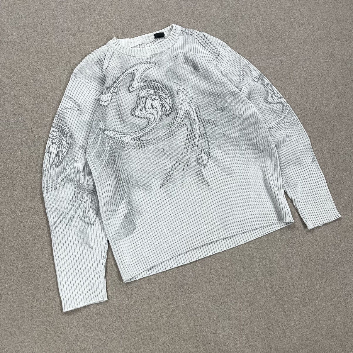 Y2K RIBBED PRINTED SWEATER GOTH OPIUM JAPANESE ARCHIVE