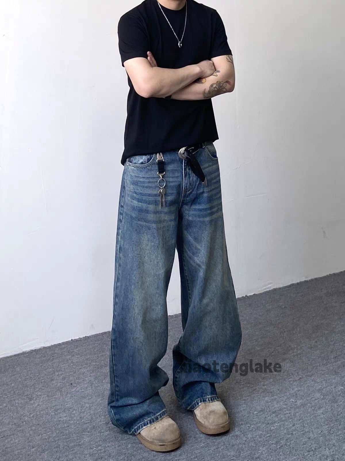 zx faded distressed wide Leg flared opium jeans