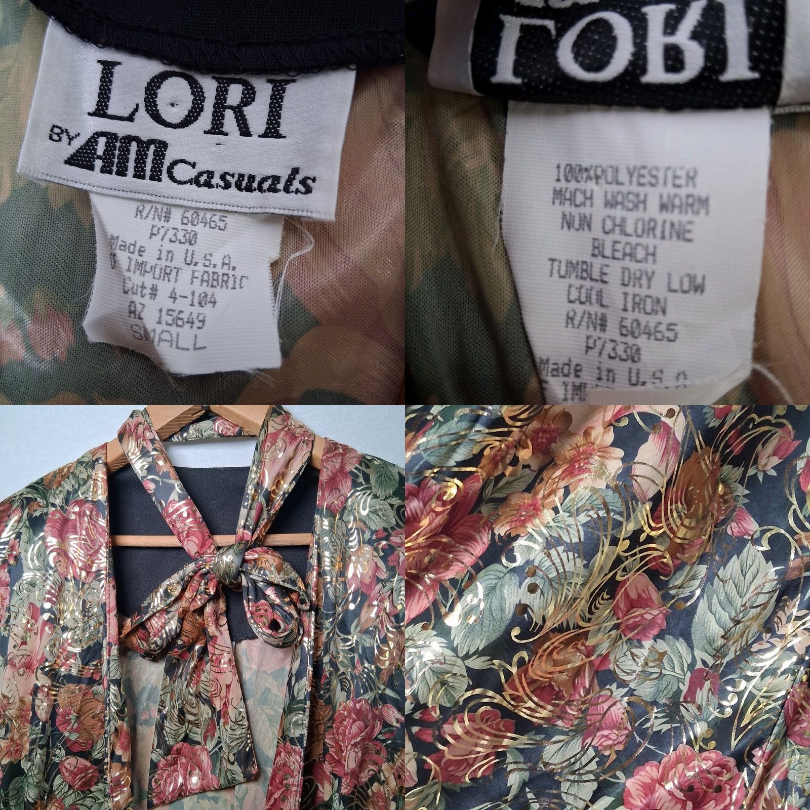 Vintage VINTAGE Lori by AM Casuals Shirt S Open Front Black Floral Gold Metallic Retro 1990s Boho disco Women Girls Men? Size S / US 4 / IT 40 - 8 Thumbnail