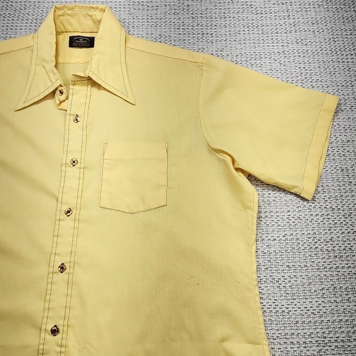Penn VINTAGE TownCraft Penn Prest Shirt Mens XL 17.5 Long Sleeve Yellow 70s 80s Shirt Mens XL Yellow 70s 80s Size US XL / EU 56 / 4 - 2 Thumbnail