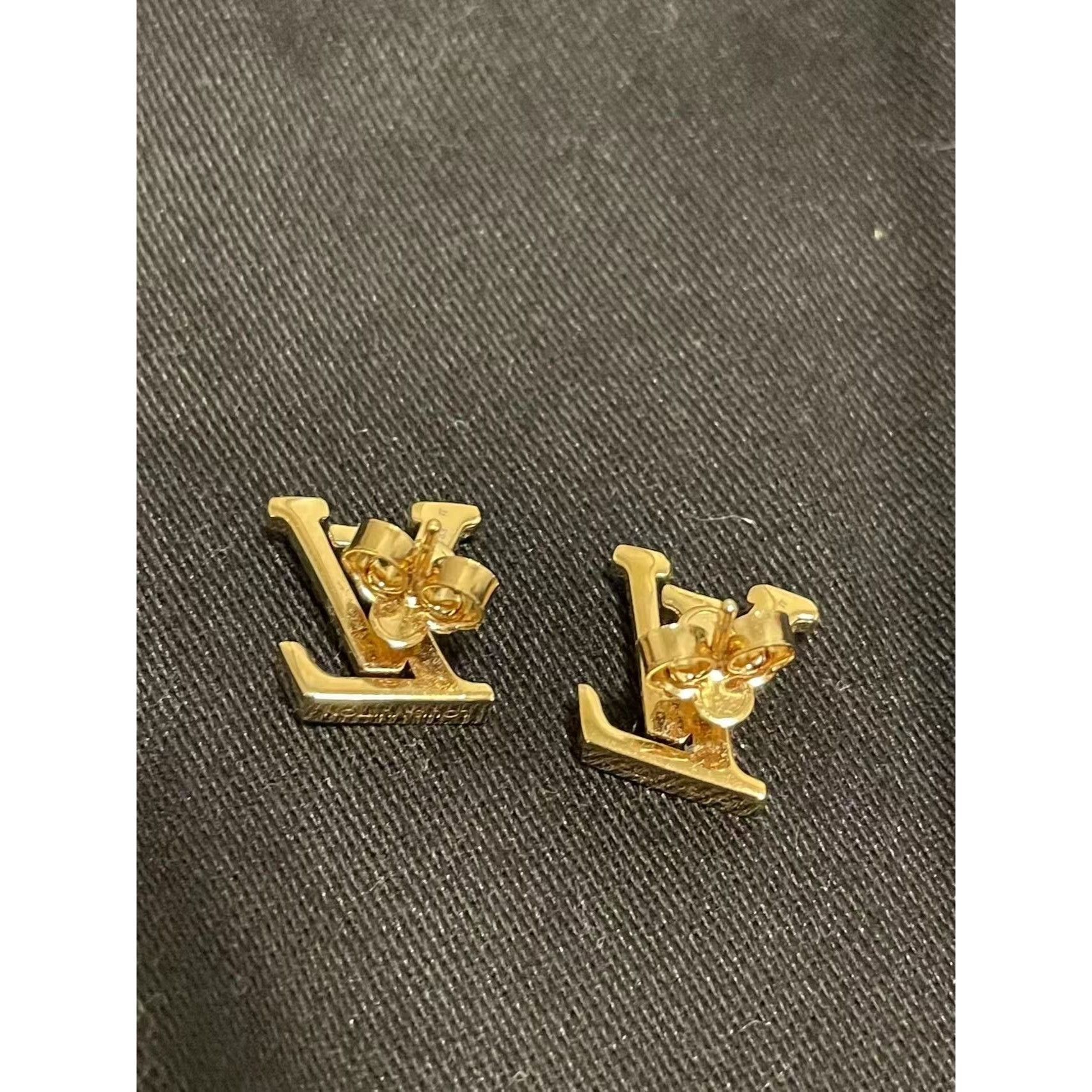 Louis Vuitton Louis Vuitton Authentic Gold & Pink LV Monogram Stud Earring Size ONE SIZE - 5 Thumbnail