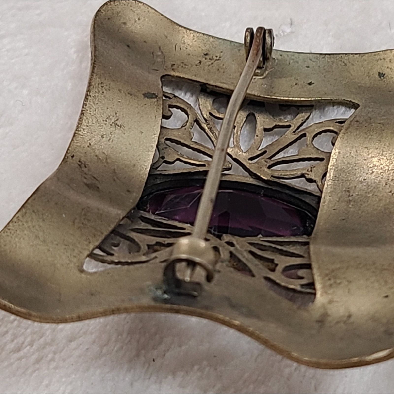 Other Antique Brass Amethyst Brooch Size ONE SIZE - 3 Thumbnail