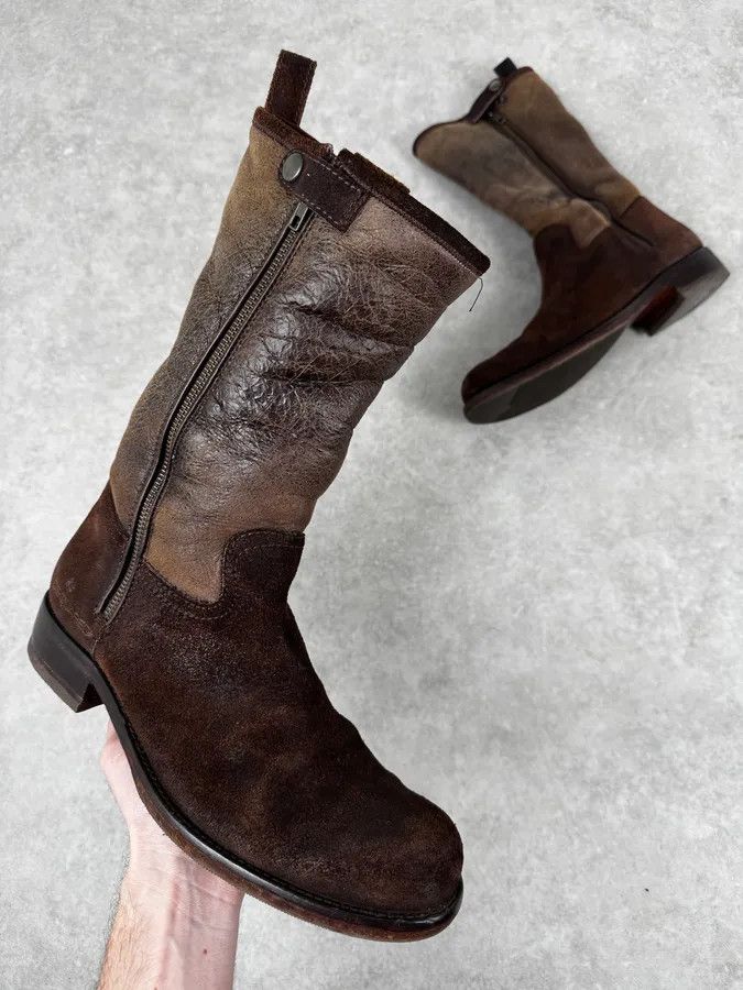 Dsquared2 2000s Dsquared2 Brown Biker Leather Ankle Boots Size US 8 / EU 41 - 1 Thumbnail