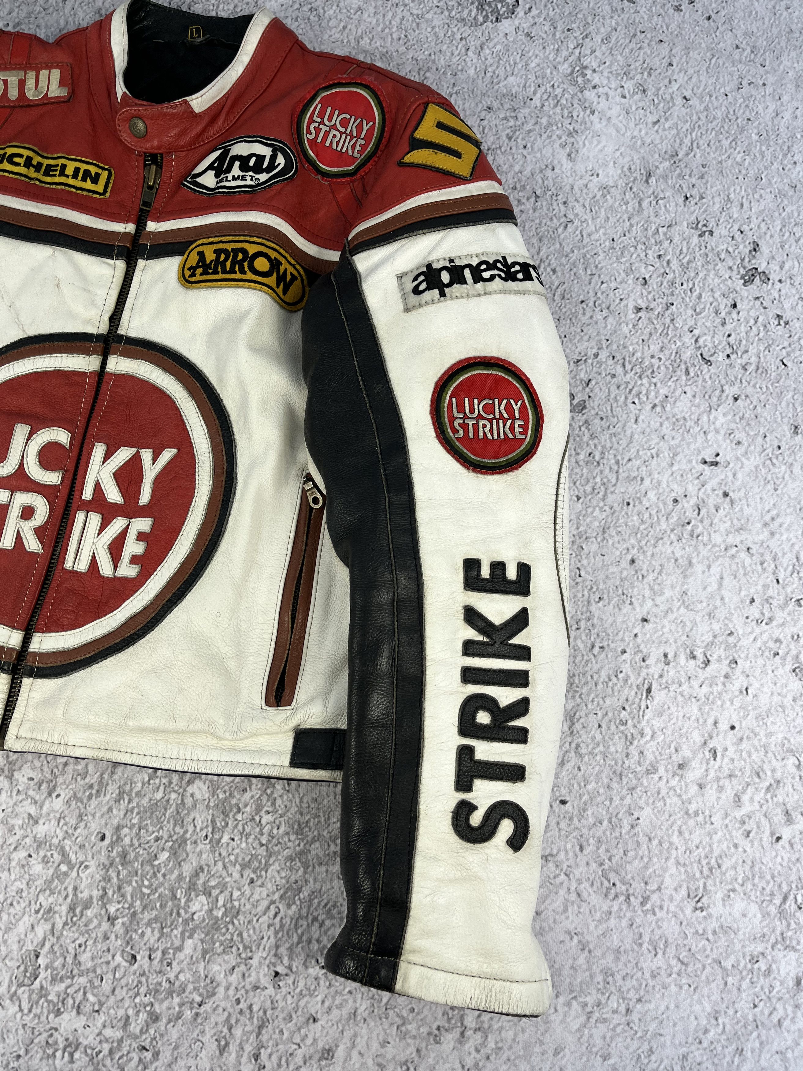 Vintage 90s Lucky Strike Y2K Leather Jacket Racing 1990s Vintage Size US S / EU 44-46 / 1 - 6 Thumbnail