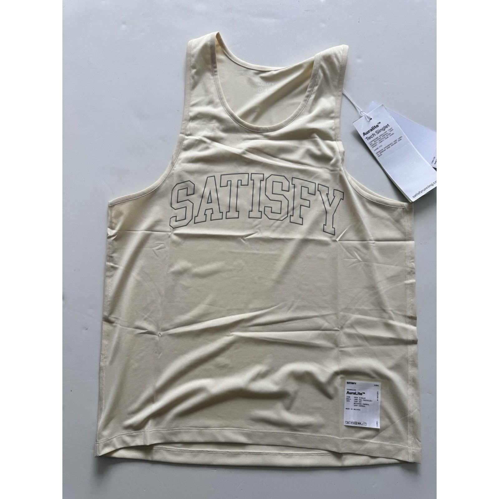 Satisfy SATISFY RUNNING AuraLite Tech Singlet Cream Small Size US S / EU 44-46 / 1 - 1 Thumbnail