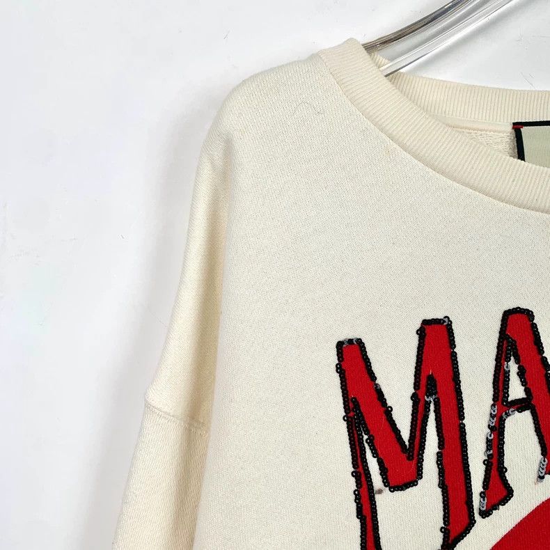 Gucci Gucci Beige cat letter sequin cotton round-neck long-sleeve Size US S / EU 44-46 / 1 - 3 Thumbnail
