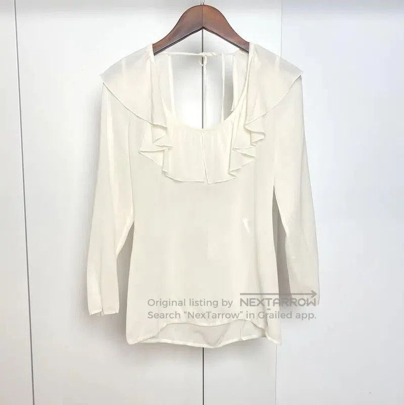 Chanel Chanel Summer Ivory Silk Ruffled Short Sleeve Top . Size S / US 4 / IT 40 - 1 Thumbnail