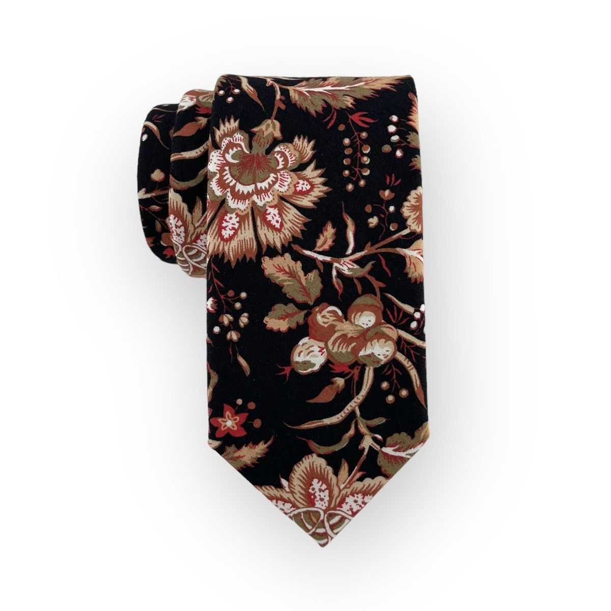 Other Men’s Black w/ Vermilion Oriental Floral Necktie Size ONE SIZE - 1 Thumbnail