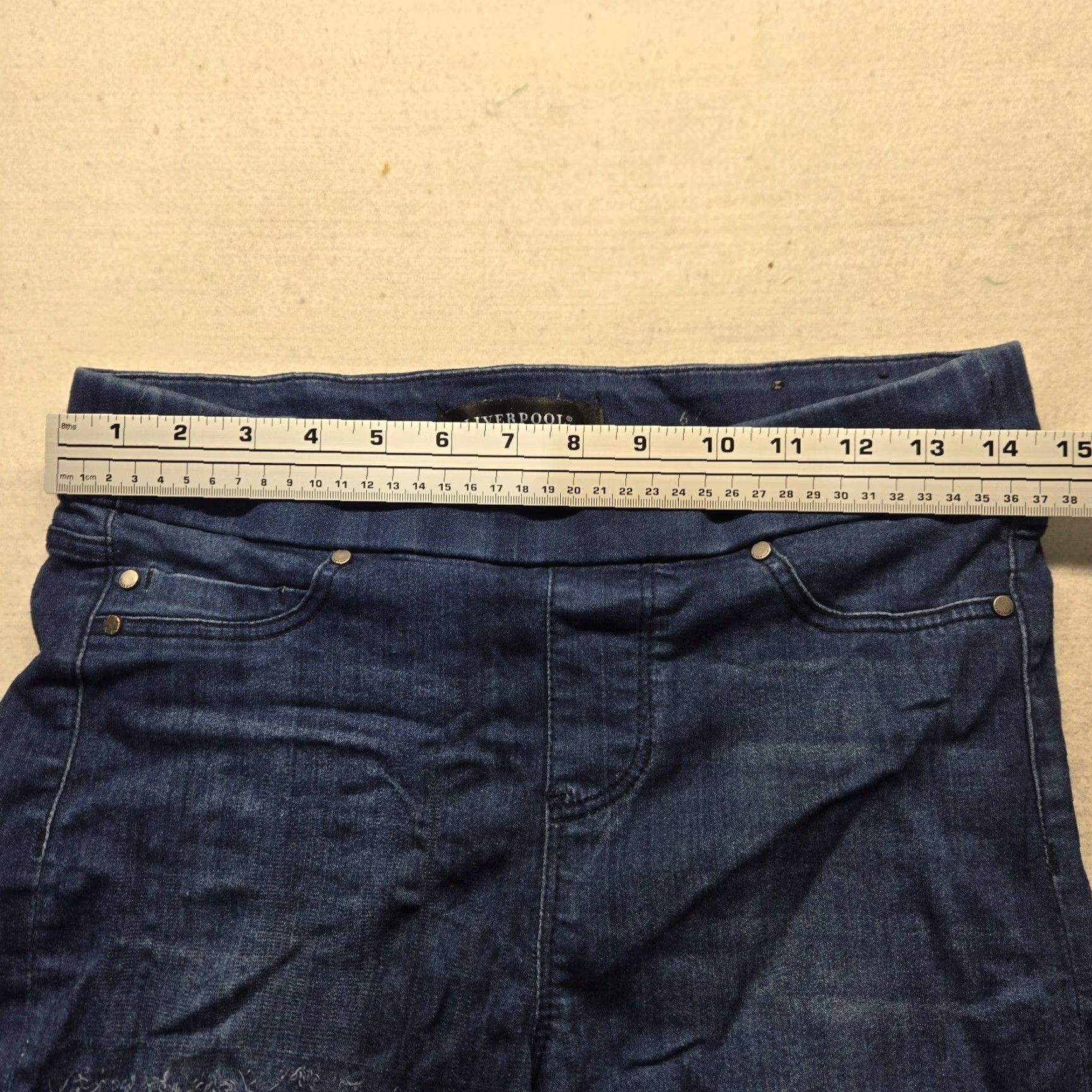 Vintage Liverpool Dark Wash Blue Mid Rise Straight Leg Jeans Women's Size 6 Size 28" / US 6 / IT 42 - 5 Thumbnail