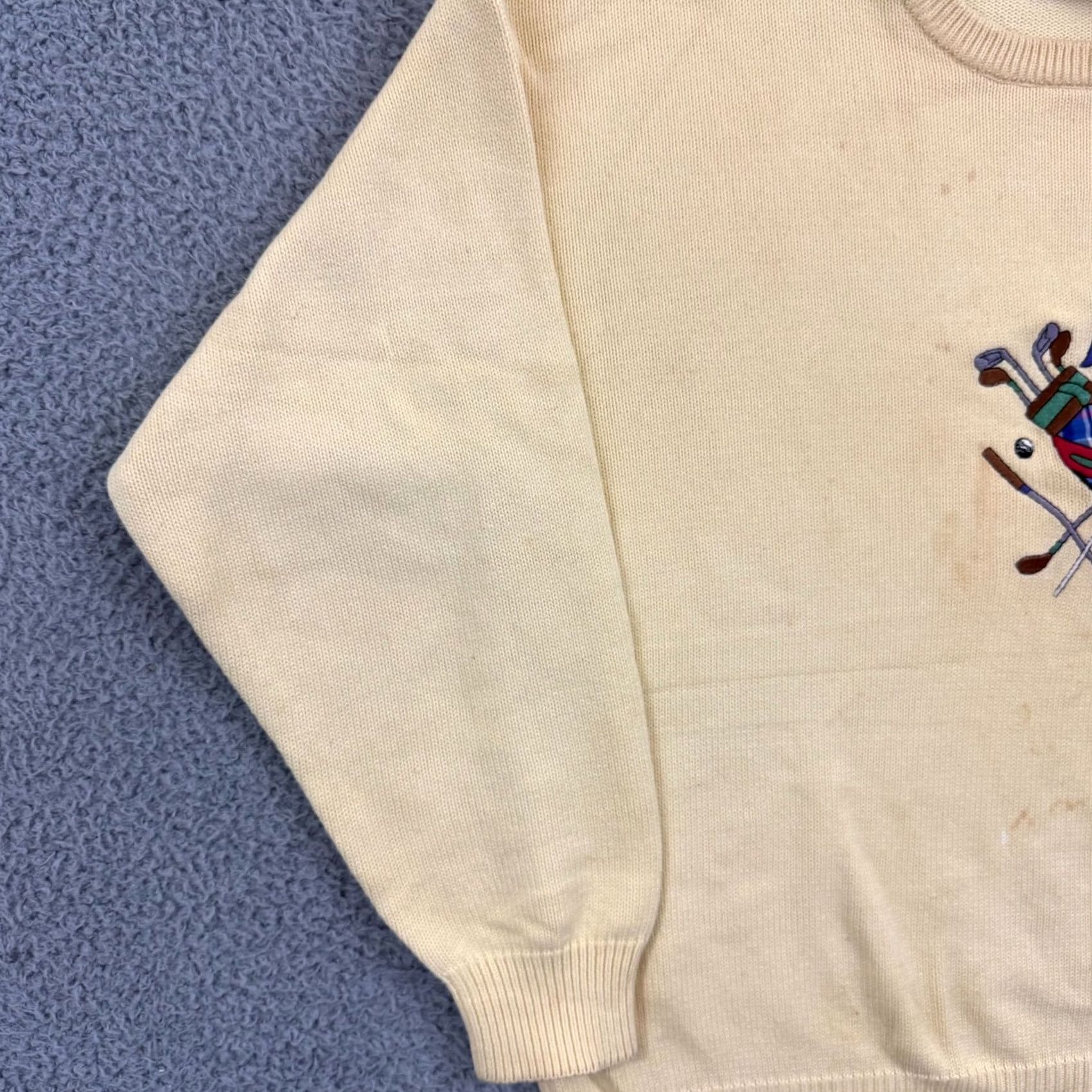 Vintage VINTAGE John Ashford Sweater Mens Large Golf Sport 90s Pullover Knit Long Sleeve Yellow Cotton Embroidered Logo 90s Theme Mens Size US L / EU 52-54 / 3 - 4 Thumbnail