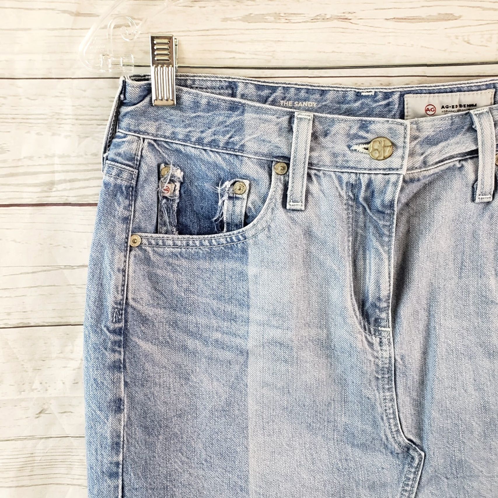 Denime Adriano Goldschmied Womens Sandy Mini Denim Skirt Sz 28 Blue Raw Hem Size 28" / US 6 / IT 42 - 2 Thumbnail