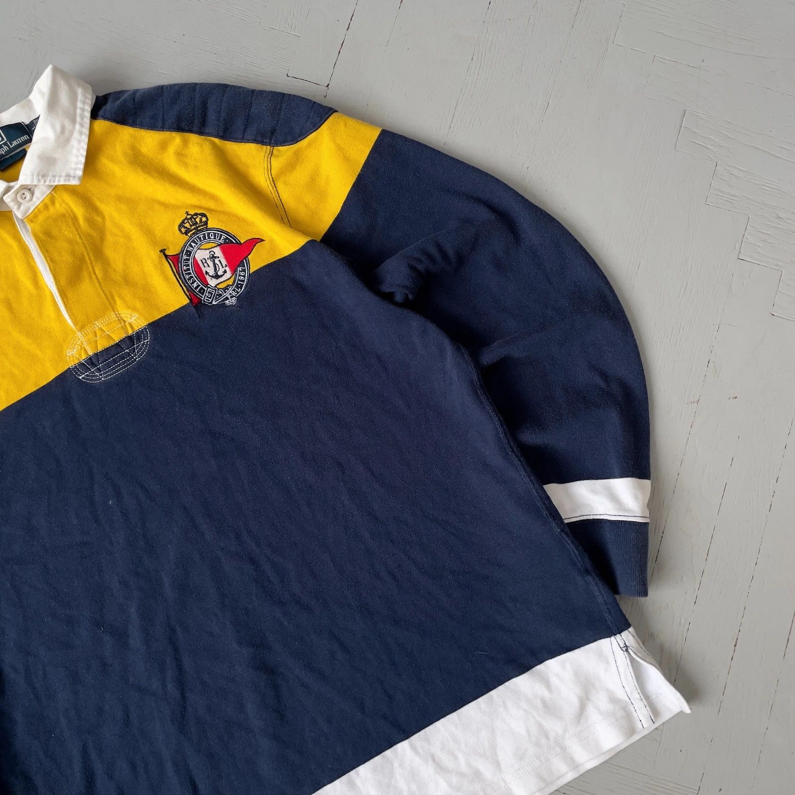 Vintage Vintage Polo by Ralph Lauren Preppy Rugby Shirt Size US L / EU 52-54 / 3 - 3 Thumbnail