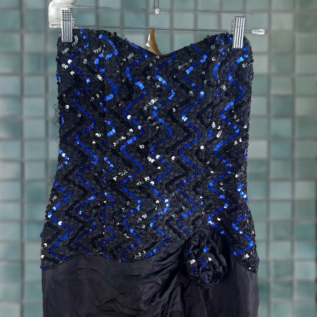 Vintage VINTAGE Gunne Sax Dress Ball Gown Strapless Sequin Knee Length Party Cocktail 80’s Holiday Blue Size 10 Womens Size L / US 10 / IT 46 - 1 Thumbnail
