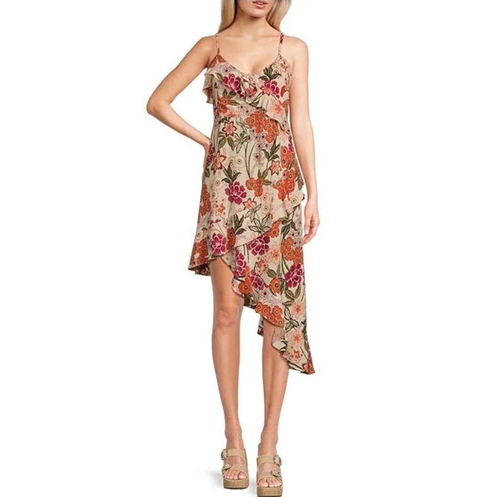 Other EUC Angie SleevelessFloral Rosette Trim AsymmetricalHemDress Size S / US 4 / IT 40 - 1 Thumbnail