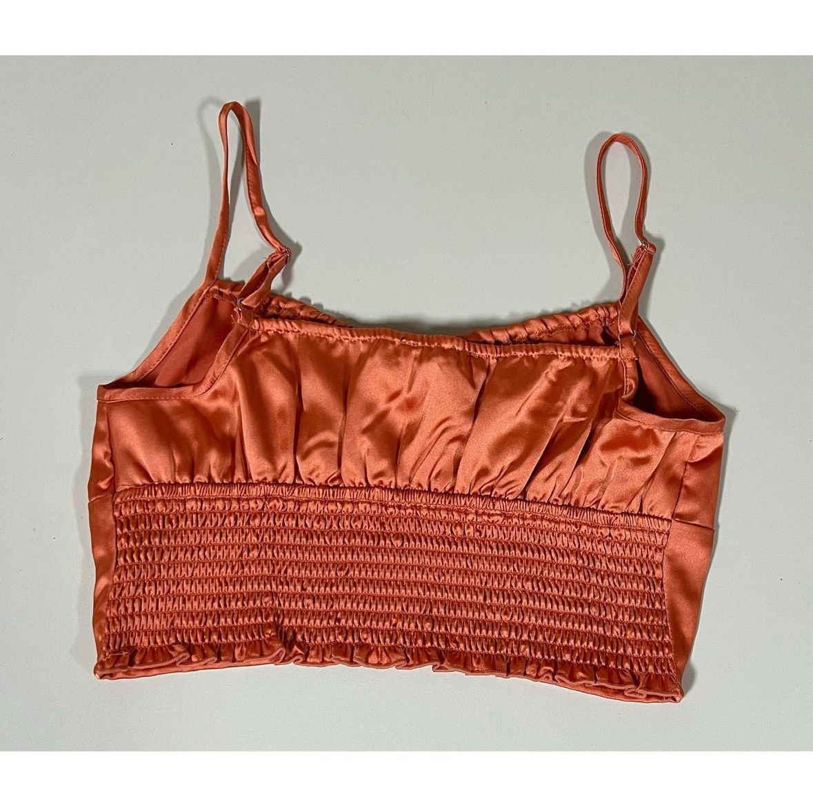 Vintage Orange Satin Ruched Tie-Front Crop Top Shirt Blouse Size S🍊✨ Size S / US 4 / IT 40 - 4 Thumbnail