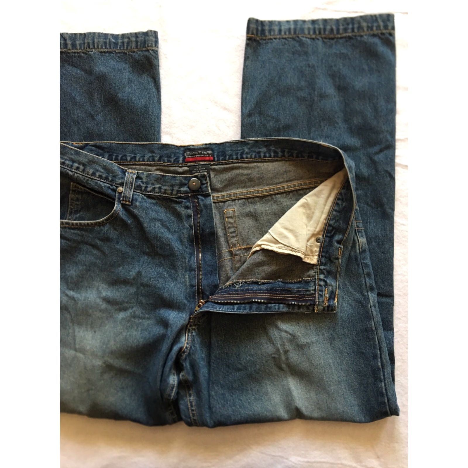 Denime VINTAGE Cross Fire Jeans Men’s 38x32 Denim Work Pants 5-Pocket Straight Blue 90s Grunge Mens Size US 38 / EU 54 - 5 Thumbnail