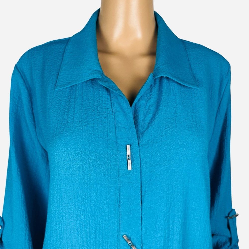 Soft Surroundings Soft Surroundings Teal Button Down Tunic Size L Size L / US 10 / IT 46 - 2 Thumbnail