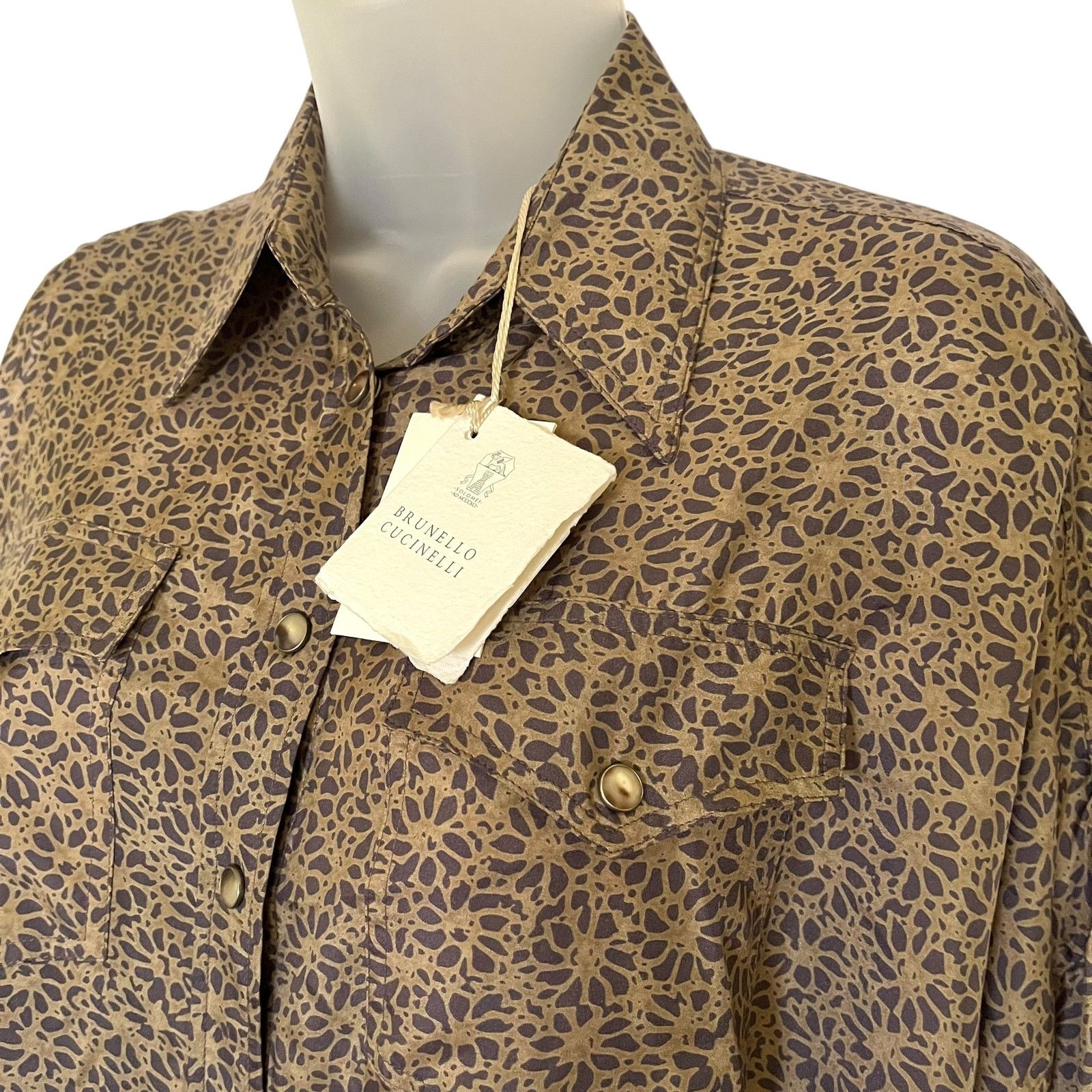 Brunello Cucinelli NWT Brunello Cucinelli Silk Pongee Floral Print Womens Shirt Size XS / US 0-2 / IT 36-38 - 7 Thumbnail