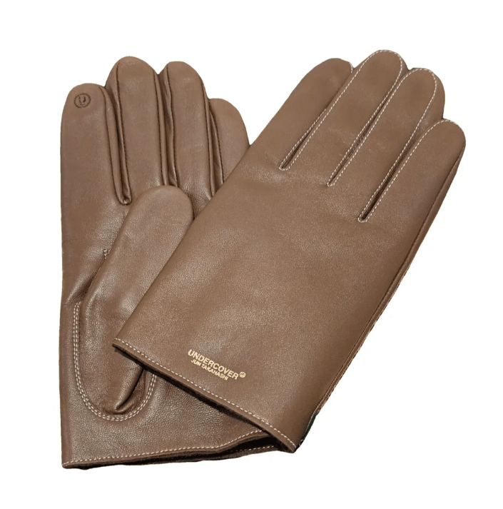 image of Aw23 Undercover Brown Leather Gloves M, Men's