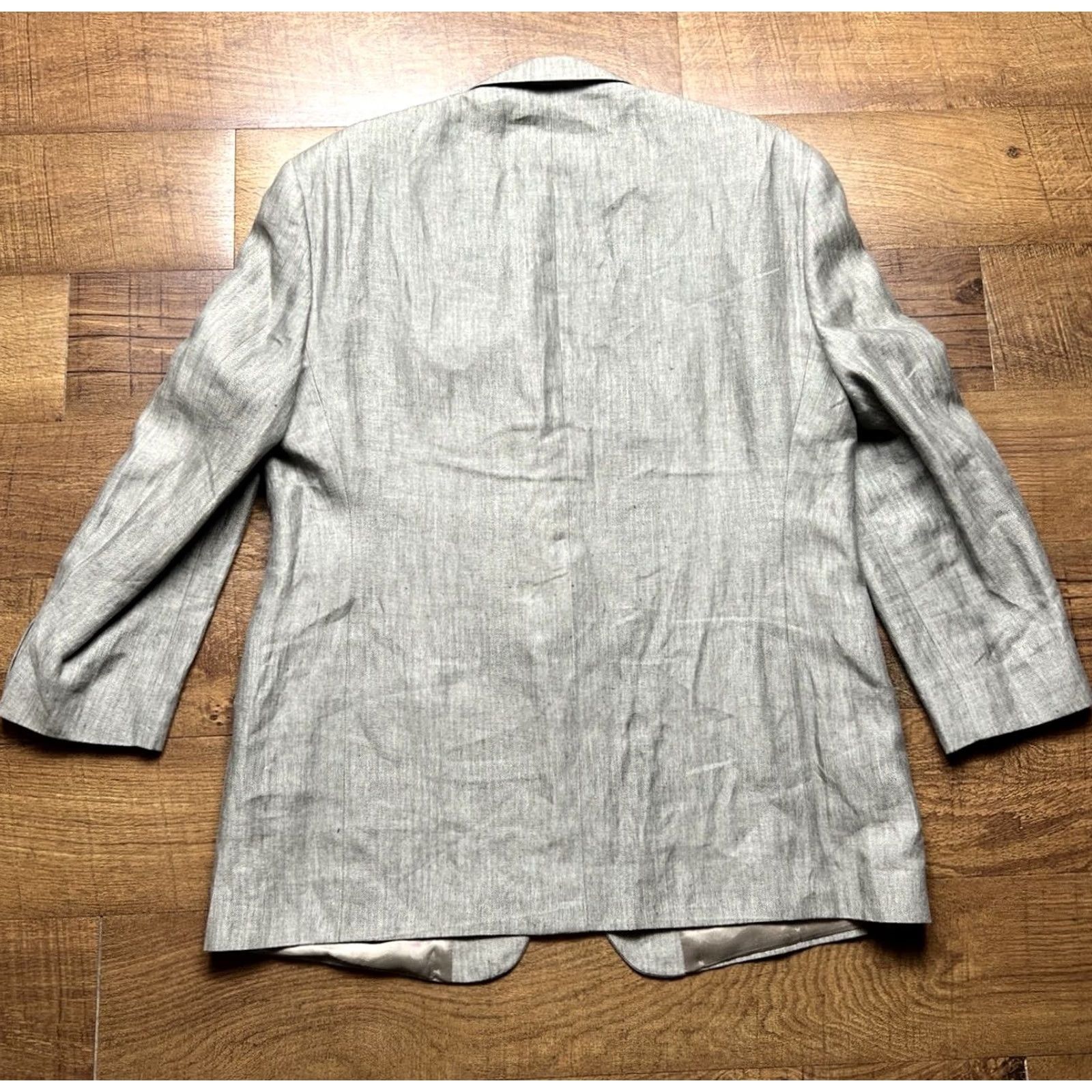 Brooks Brothers Vintage Brooks Brothers Sport Coat Mens 46R Herringbone Blazer - Size 46 Gray Linen Size 46R - 4 Thumbnail