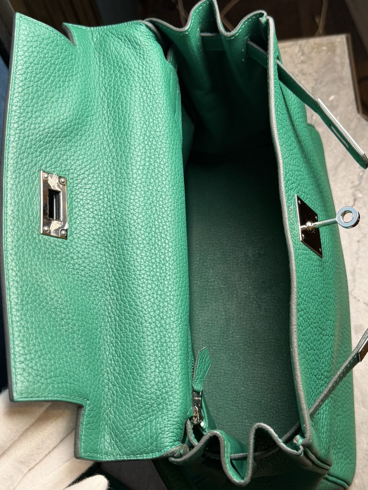 Hermes Kelly Bag 28 Clemence Leather Stamp A Vert Vertigo Size ONE SIZE - 12 Thumbnail