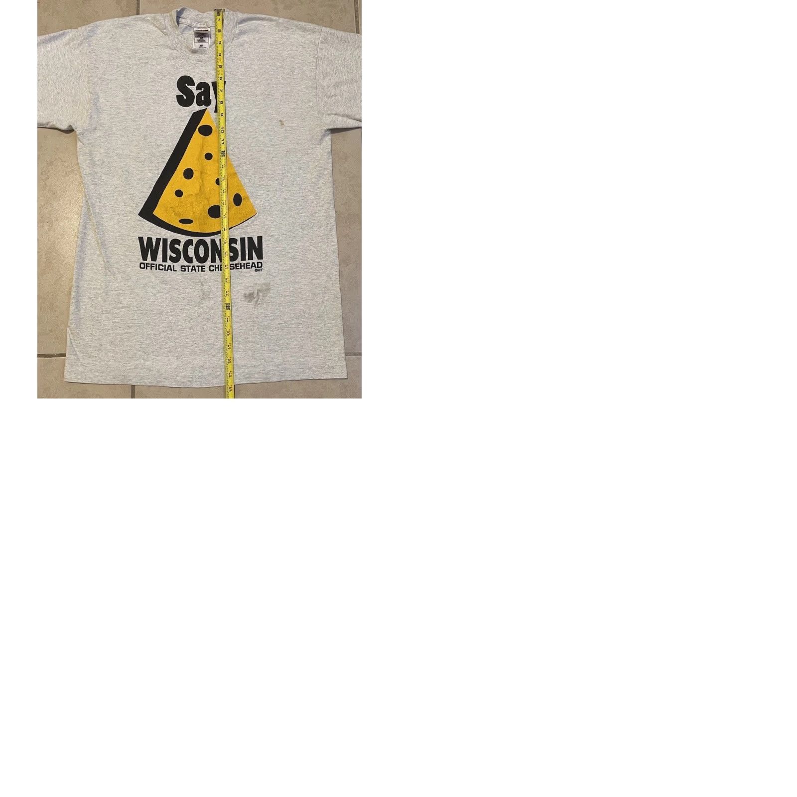 Vintage VINTAGE Wisconsin Cheese Head Distressed Shirt L Gray 90s College Grunge Funny Joke T-Shirt Mens Size US L / EU 52-54 / 3 - 10 Thumbnail