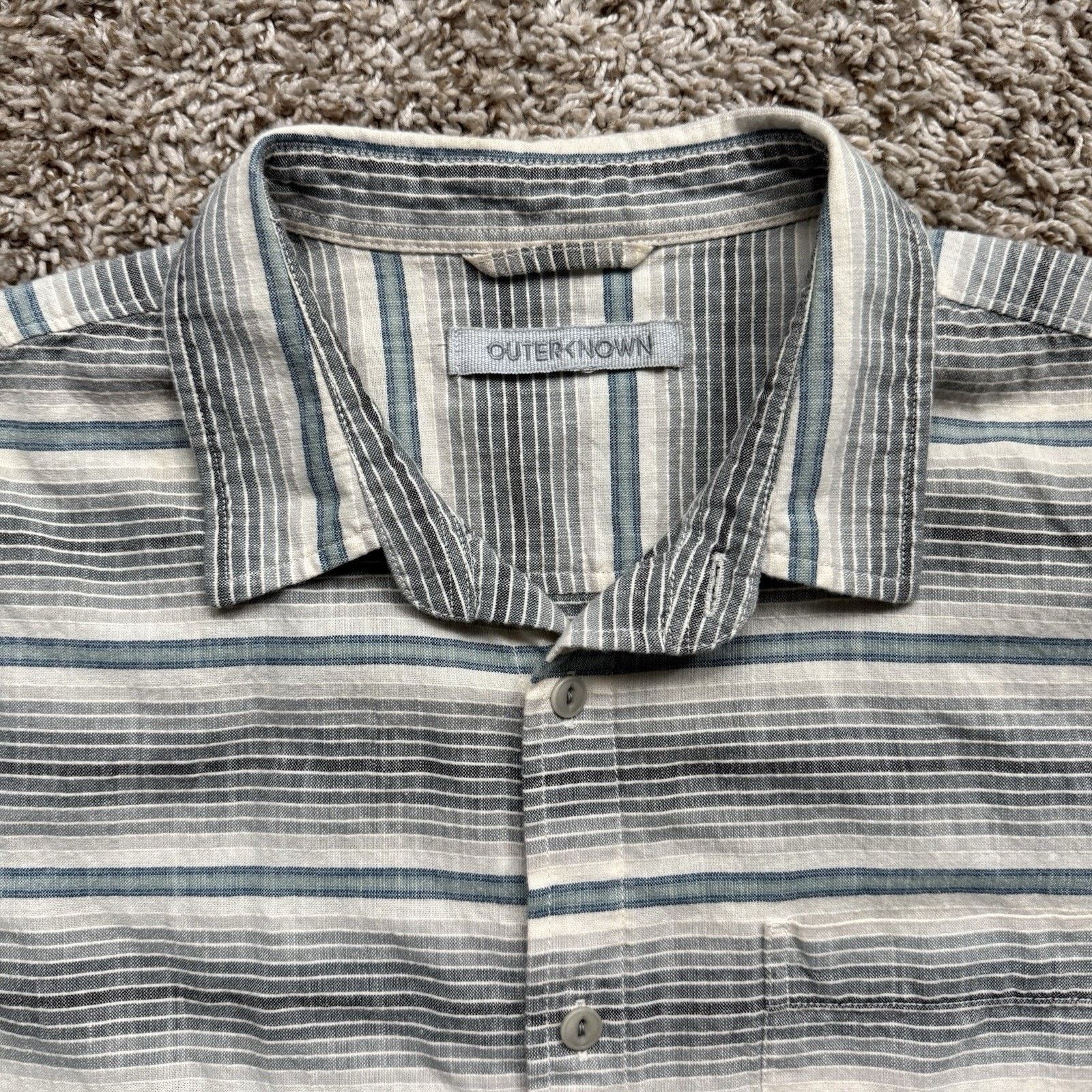 Outerknown Outerknown S.E.A. Shirt Button Up Striped Blue White Cotton Size US M / EU 48-50 / 2 - 2 Thumbnail